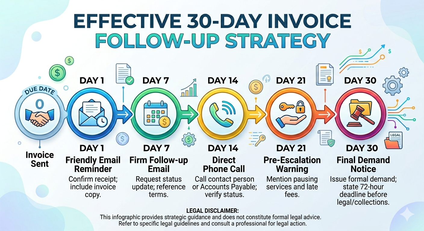 Unpaid invoice follow-up email templates ( Day 1 to Day 30 System )
