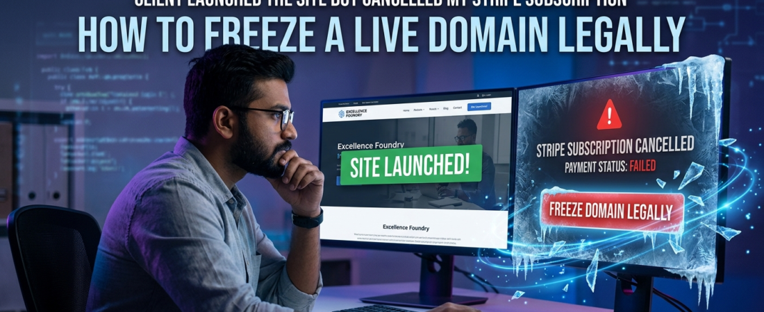 Client Launched the Site But Cancelled My Stripe Subscription : How to Freeze a Live Domain Legally