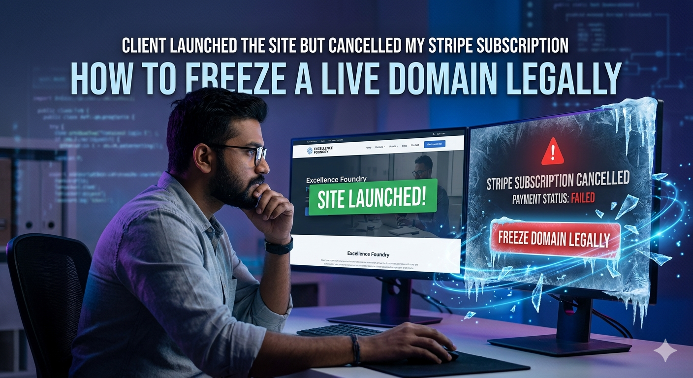Client Launched the Site But Cancelled My Stripe Subscription How to Freeze a Live Domain Legally