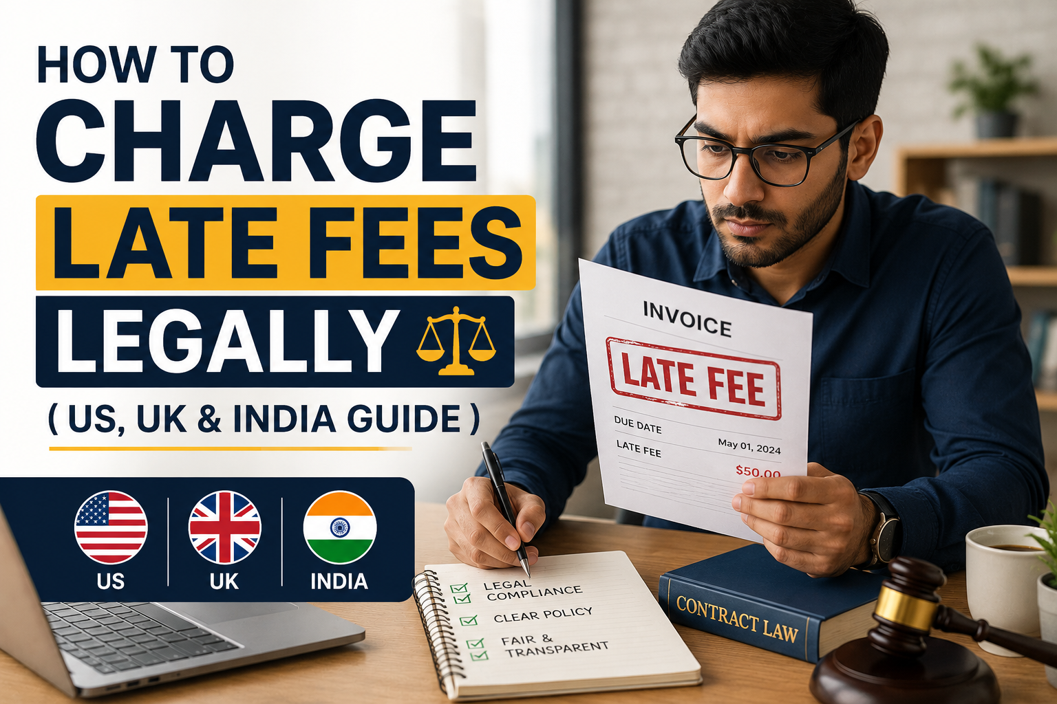How to Charge Late Fees Legally ( US, UK & India Guide)