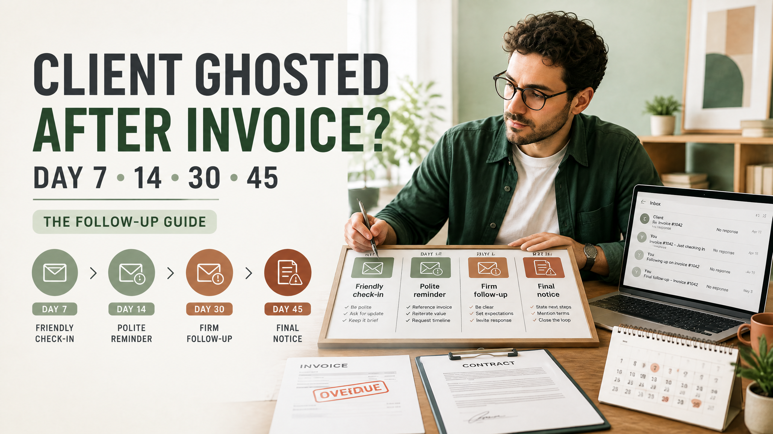 What Should I Do If a Client Ghosts Me After an Invoice? Day 7, 14, 30 & 45 Follow-Up Guide